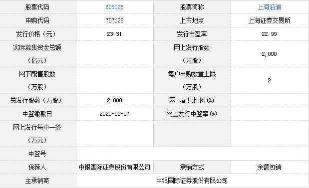 上海沿浦申购核心内容